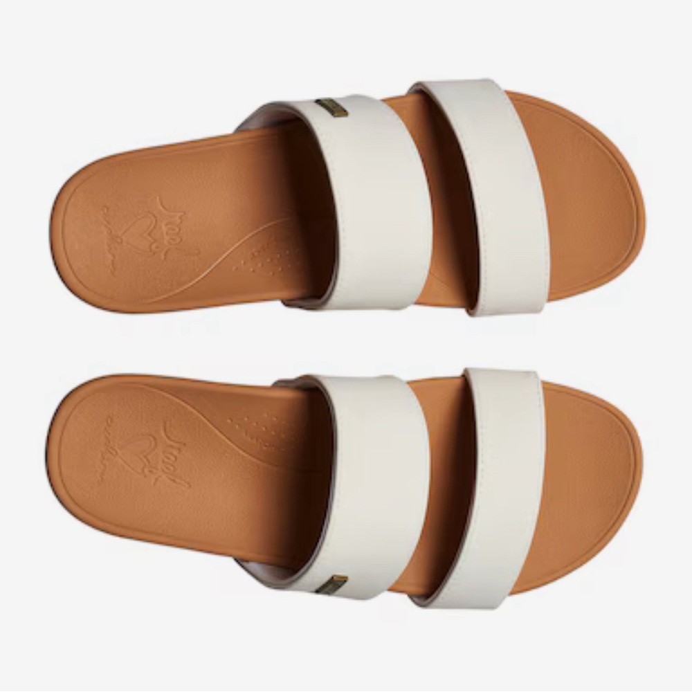 REEF Banded Horizon White Double Strap Platform Sandal Slide 10 - Picture 4 of 9